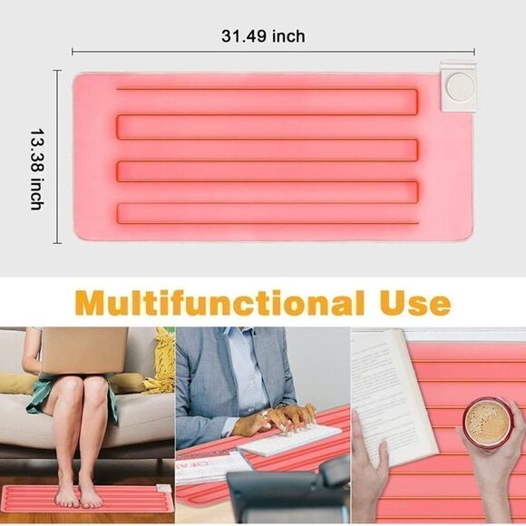 Warm Desktop Mouse Pad, 31" x 13" Extended Leather Heated Mouse Pad with Phone - Picture 3 of 6